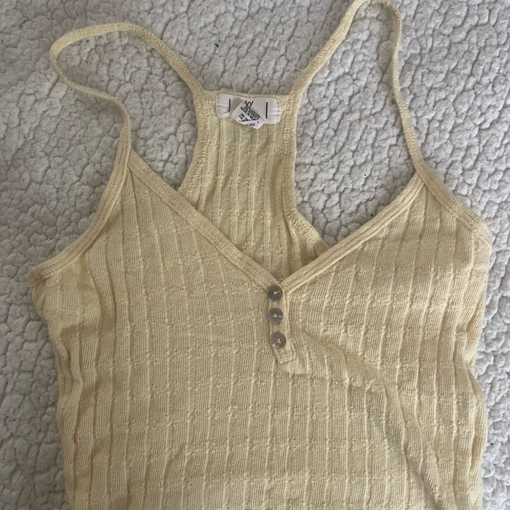 Yellow Ribbed Tank Top